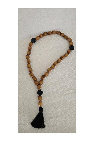 Amma Design Olive Wood Rosary with Black Cross – Orthodox Prayer Bracelet, Sp...