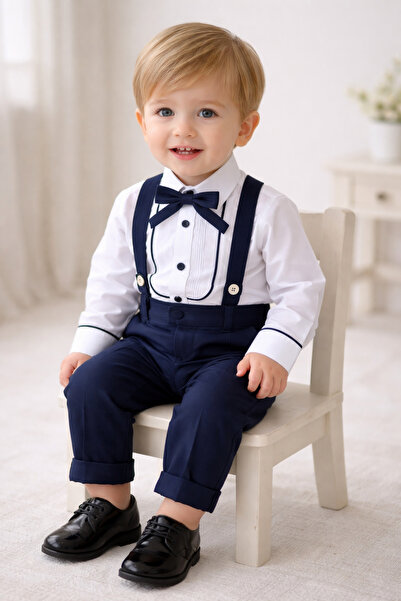annerüyası Navy Blue Bowknot Salopette Set