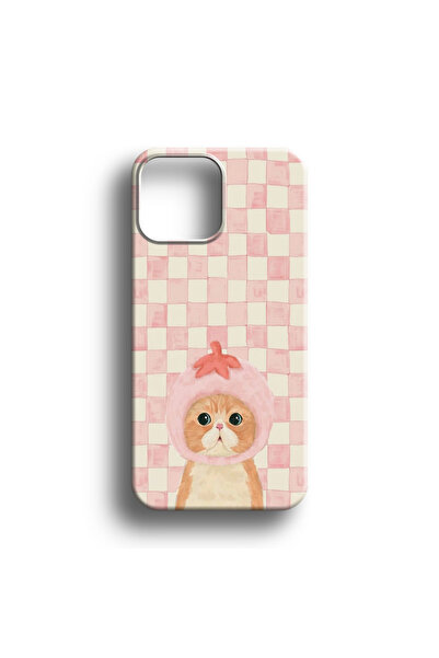 ila bags iPhone 13/14 Uyumlu Kareli Kedili Gümüş Yıldız Tasarım Koruyucu Bask...