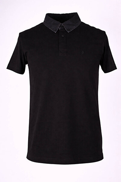 trender تي شيرت بولو ياقة دائرية للرجال باللون الأسود من دينم كوت 568