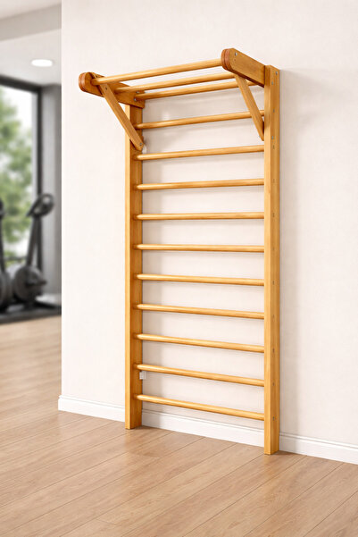 sgeteknoloji Barfiksli Ahşap Jimnastik Duvarı – Çocuk & Yetişkin Tırmanma Mer...