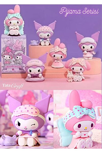 TATA CRAFT Sanrıo Kuromi My Melody Pijama Serisi Oyuncak Figür 6-9cm Kutulu 1...