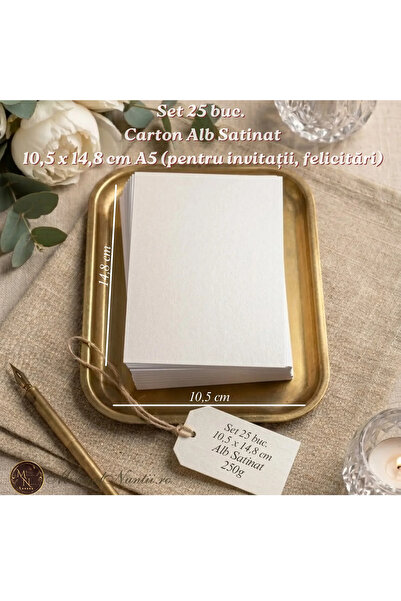Proprie Set 25 Bucăți Carton Alb Satinat Premium 10,5 x 14,8 cm „Satin Essenc...