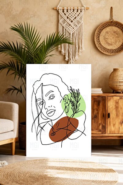 Mgi Design Tablou pe pânză cu față de femeie abstractă, decor de perete moder...