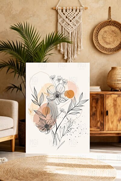 Mgi Design Pictură pe pânză cu ilustrație florală abstractă, decor de perete ...