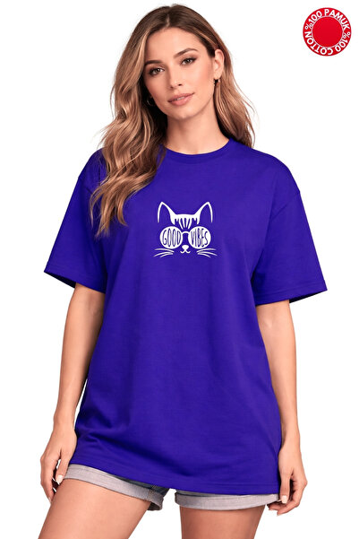 CLAYES TRICOU VIBES CAT BASKED SAKS BLUE OVERSIZE - 100% BUMBAC