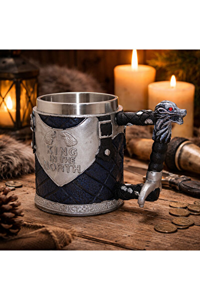 Mihristore Game Of Thrones King In The North 3D Kabartmalı Çelik Kupa Bardak