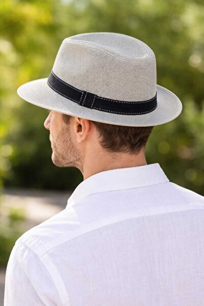 NoNameStore7 Men's sun hat, made of paper straw, with black decorative band, ...