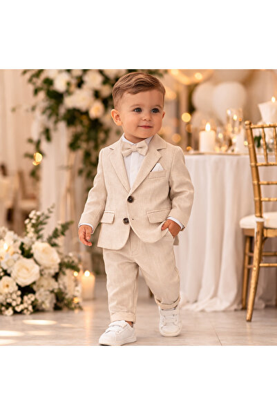 Bebelul Κομψό Κρεμ Αγορίστικο Κοστούμι - Σχέδιο "