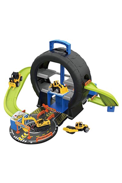 Malvys Garaj de construcții, jucărie cu vehicule de construcții, rampă și tun...