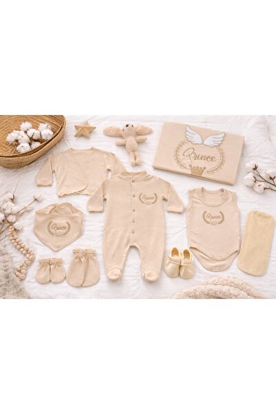 Pure Boutique Baby boy set 10 pieces prince cream bodysuit jumpsuit blanket hat