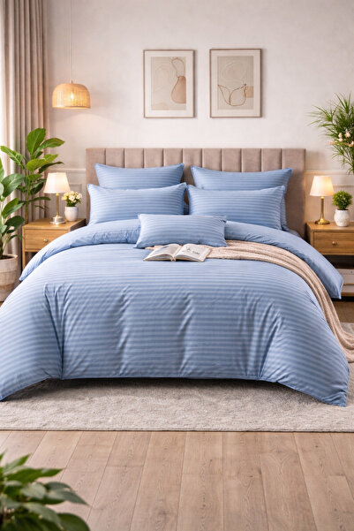 6-Piece Damask Bedding Set with Elastic, Casa Pucioasa, Fine Damask, Luxury Hotel, 4 Pillows miniatura 3