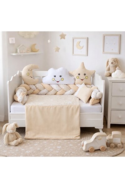 Pure Boutique Σετ βρεφικής κούνιας, πλεκτή προστασία πλευρών, διακοσμητικά μα...