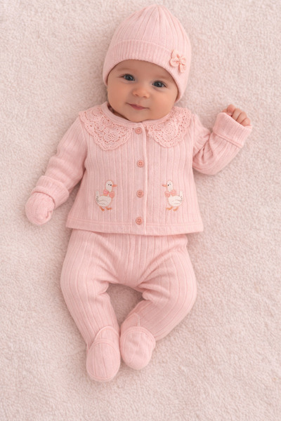 Bebelul Set bebeluș 5 piese 0-3 luni roz