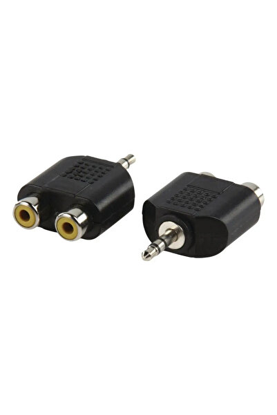 OEM Set adaptor JACK STEREO 3.5mm tată - 2x RCA mamă 2 bucăți Well AC-010-BW