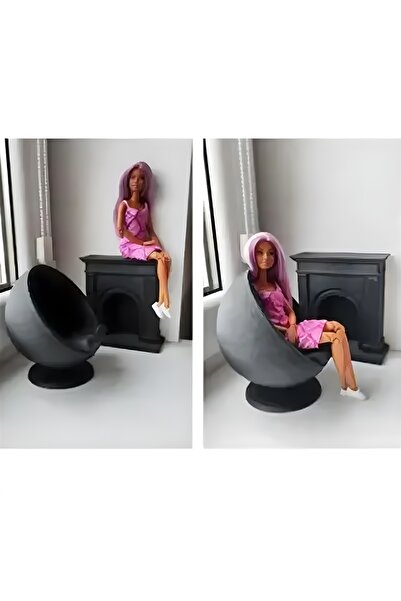 3d layer craft 1/6 Ölçek Minyatür Sandalye ve Şömine Seti Diorama Bebek Evi E...