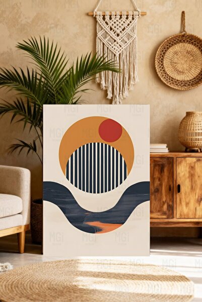 Mgi Design Αφηρημένη ζωγραφική σε καμβά με μοτίβο ήλιου και κυμάτων, μοντέρνα...