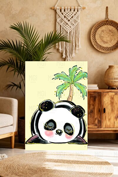 Mgi Design Χαριτωμένος πίνακας σε καμβά για παιδικό δωμάτιο με θέμα το Panda,...