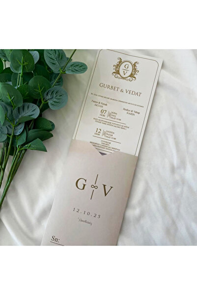 İKLİM DAVETİYE Lunera Baskılı Kampanyalı Düğün, Nikah, Nişan Davetiyesi (50 A...