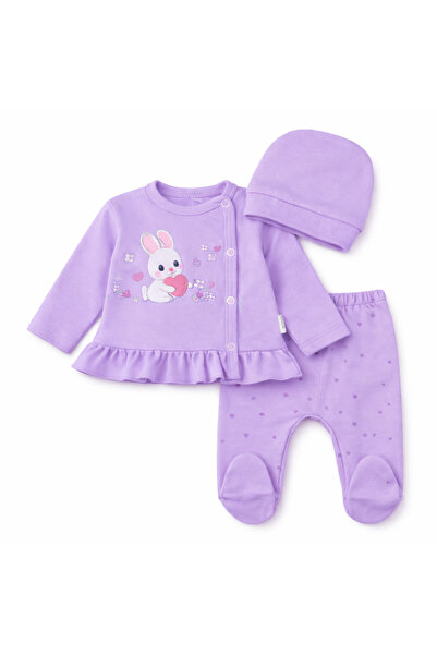 Bebelul Комплект за новородено – 3 части, дизайн с лилаво зайче