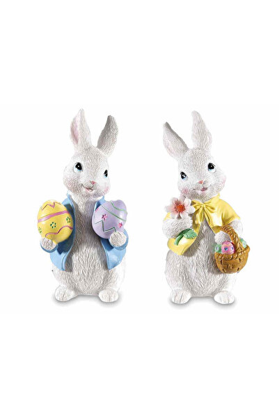 Decorer Set of 2 Easter Bunny Figurines 6.5x6.5x13.5 cm