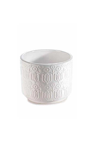 Decorer White Ceramic Flower Pot 13x10.5 cm