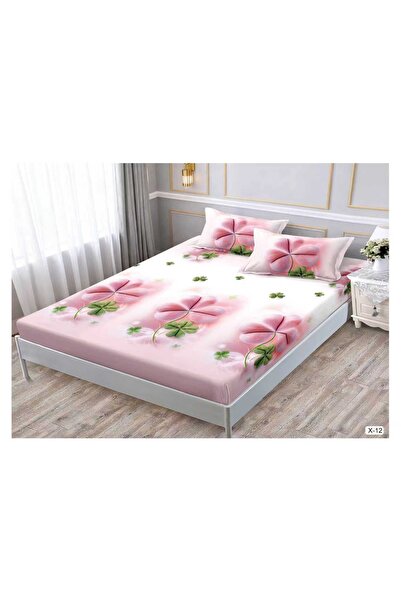 Antoniabeautyshop Fitted sheet with elastic fine delicate pink flowers 2 side...