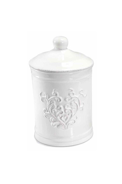 Decorer White Ceramic Decorative Jar Cuore 12x19 cm