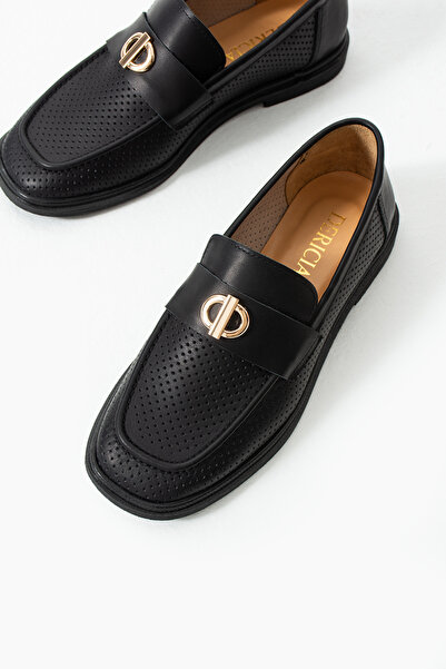 dericia shoes Mirage Hakiki Deri Siyah Günlük Rahat Kadın Loafer