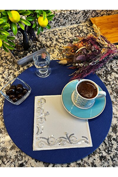 Aylia Home 6 Adet Boncuklu Sunumluk Peçete,Kokteyl Peçete,Kahve Yanı Sunum Pe...