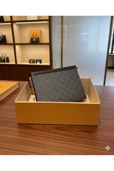 LV Monogram Eclipse Reverse Pochette Voyage MM Men's Travel Pouch Clutch Bag,...