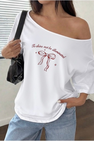 FUFLUNS TO SHINE ΕΚΤΥΠΩΤΟ ΥΠΕΡΜΕΓΕΘΕΣ ΓΥΝΑΙΚΕΙΟ T-SHIRT ΜΕ ΛΑΙΜΟΚΟΨΗ ΚΑΪΚ