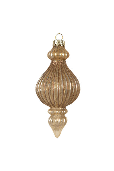 Clayre & Eef Σετ 6 Γυάλινα Χρυσά Στολίδια Χριστουγεννιάτικου Δέντρου 7x14 εκ.