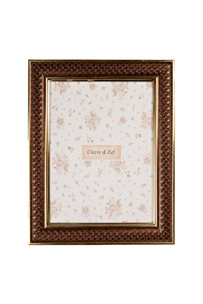 Clayre & Eef Brown Gold Plastic Photo Frame 18x2x23 cm, 13x18 cm