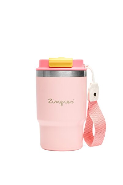 Zingies Νίκο Ανοξείδωτο Ποτήρι με Καλαμάκι και Στόμιο Εκροής 470ml / 16oz Ροζ