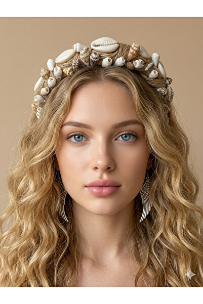 Bukiro Tasarım Çiçekli Taç Gelin Taç Bride Taç Festival tacı Beyaz Gül taç