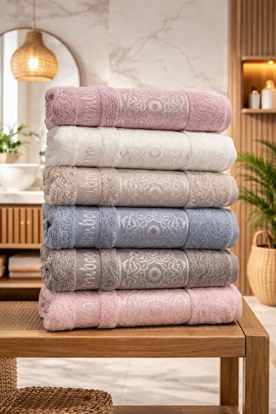 Bikaya Home Bamboo 50X90 cm Hand & Face Towel Set |   6 Pieces |   Soft, Dura...