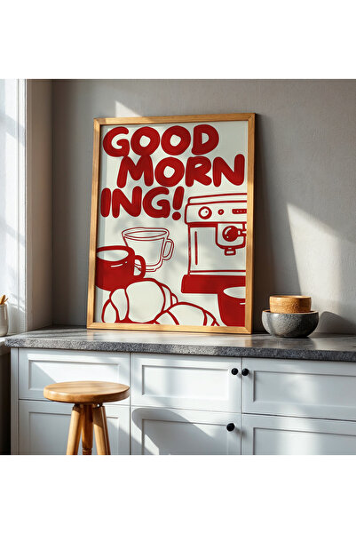 Creatick Design Kahve Köşesi Dekoratif Ham Ahşap Çerçeveli Tablo - Kahve Kafe...