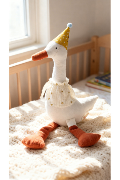 Atölye LİDYA Bebek Çocuk Uyku Arkadaşı Şapkalı Pelerinli Ördek - %100 Pamuk K...