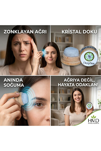 DeepSEA ve Baş Ağrısı İçin Rahatlatıcı Etki-Doğal Kristal Mentol Masaj Taşı-125 gr HMD Sabun Hediye