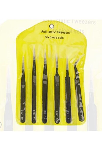 SimpluAcasa Set 6 Pensete Profesionale Antistatice ESD din Oțel Inoxidabil, V...