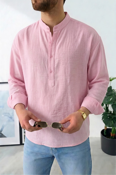 Wonraces Men's Half Oversize Comfortable Fit Spread Collar Half Placket Butto...