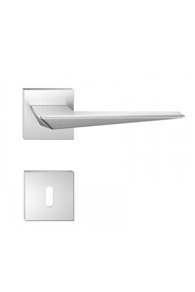 THG Λαβή πόρτας τύπου Blade από σατέν χρώμιο με ροζέτα κλειδιού