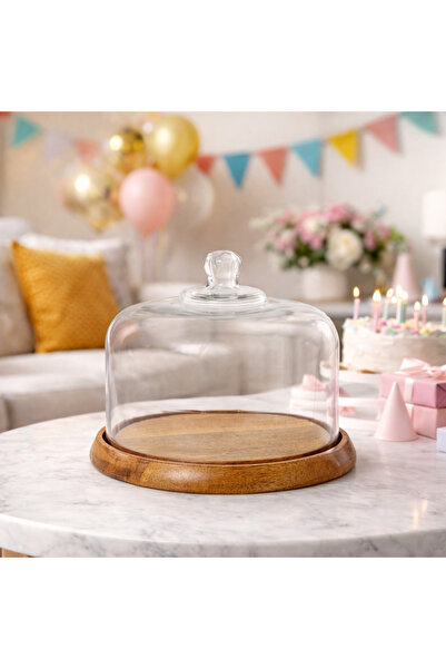 B OAK Handmade Cake Stand -Natural Wood Base