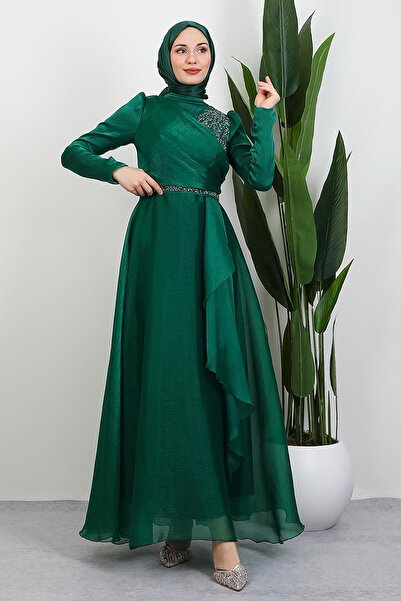 giz astore Eliza Tesettür Abiye Zümrüt