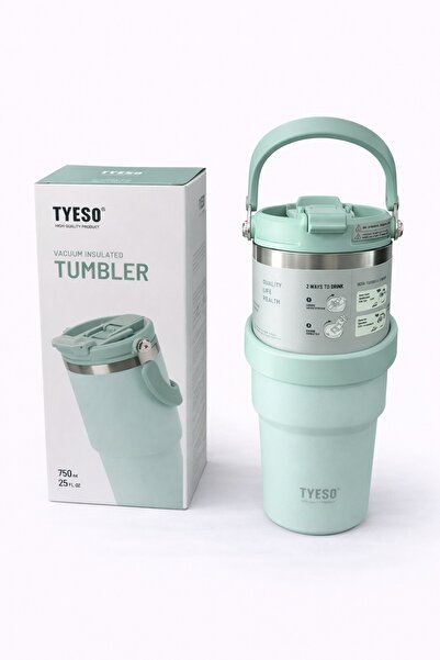 OEM TYESO 750 ml thermal cup, double-walled stainless steel thermos with side...
