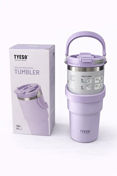 OEM TYESO 750 ml thermal cup, double-walled stainless steel thermos with side...