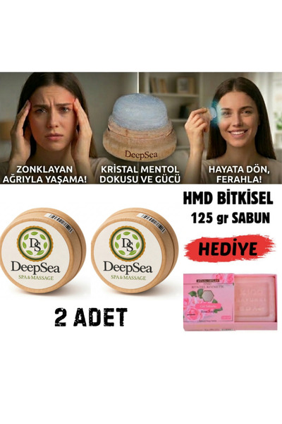DeepSEA & Baş Ağrısı İçin Rahatlatıcı Etki(2 Ad)Doğal Kristal Mentol Masaj Ta...