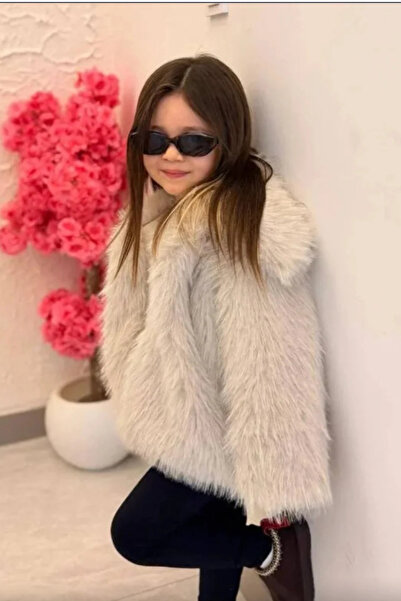Kidmark Çocuk Modası Girl's Cream Fur Jacket