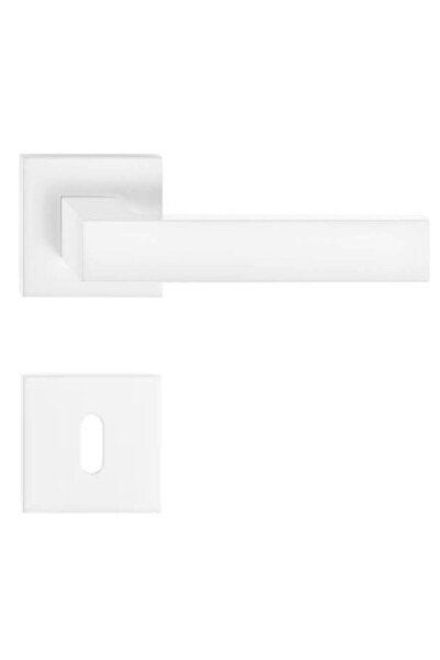 THG Mânere de ușă tip cub (FOCUS) Subțiri Albe cu rozetă pentru cheie